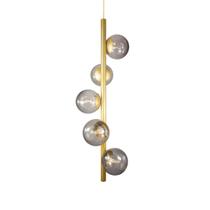 Lustre Vertical Figo OURO - 5 Globos Esfera de Vidro Fumê Lustre Vertical Figo OURO - 5 Globos Esfera de Vidro Fumê
