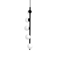 Lustre Vertical Figo PRETO - 5 Globos Esfera de Vidro Branco Lustre Vertical Figo PRETO - 5 Globos Esfera de Vidro Branco