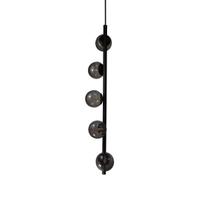 Lustre Vertical Figo PRETO - 5 Globos Esfera de Vidro Fumê Lustre Vertical Figo PRETO - 5 Globos Esfera de Vidro Fumê