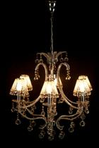 Lustres de cristal dourado com cúpulas de vidros para 5 lâmpadas E 14