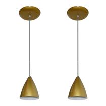 Lustres pendentes Dourado cozinha americana balcão sala alumínio Par 17x13 Lustres pendentes Dourado cozinha americana balcão sala alumínio Par 17x13