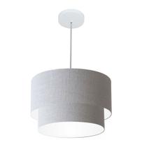Lustres Pendentes Duplo Cilíndrico Vivare Md-4354 Cúpula em Tecido 45x40cm - Bivolt