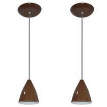 Lustres pendentes Marrom cozinha americana balcão sala alumínio Par 17x13