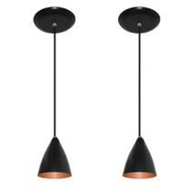 Lustres pendentes Preto com Cobre cozinha americana balcão sala alumínio Par 17x13