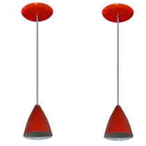 Lustres pendentes Vermelho cozinha americana balcão sala alumínio Par 17x13