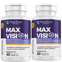 Luteína Zeaxantina Max Vision 400mg 120 Capsulas kit 2 frascos x 60 caps Vitaminas A C E E Zinco saúde ocular Floral Erv Luteína Zeaxantina Max Vision 400mg 120 Capsulas kit 2 frascos x 60 caps Vitaminas A C E E Zinco saúde ocular Floral Erv