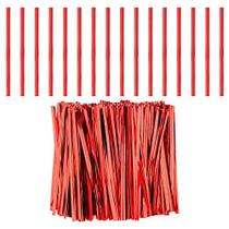 LUTER 750pcs 4 polegadas metálica torcer laços, saco reutilizável amarras pão plástico torcer gravata para tratar sacos de café sacos lanches bolo pops festa favores (vermelho)