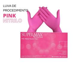 Luva 100un Pink Nitrilica S/ Pó Profissional Dentista PP