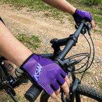 Luva Bike Asw Flex Polygon Meio Dedo Feminina Roxa