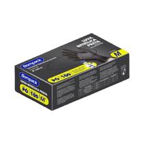 Luva Bompack Nitrilica com 100 Unidades Preta M