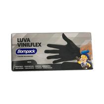 Luva Bompack Vinilflex Preta 100 Unidades P