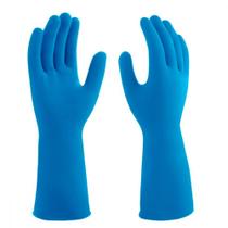 Luva Borracha Mucambo Azul Pro 137 Lisa Antiderrapante - 7-M ./ Kit Com 10 Pares