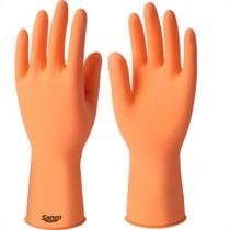 Luva Borracha Sanro Forrada Antiderrapante Plus Laranja P - Kit C/10 Pares Luva Borracha Sanro Forrada Antiderrapante Plus Laranja P - Kit C/10 Pares