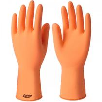 Luva Borracha Sanro Forrada Antiderrapante Plus Laranja P ./ Kit Com 10 Pares