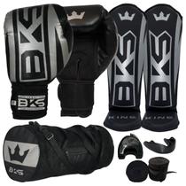 Luva Boxe Muay Thai - Caneleira Bolsa Bandagem Bucal - Bks