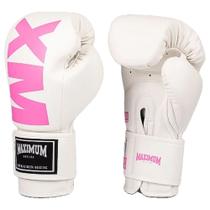 Luva boxe muay thai feminina mxm branco/rosa - maximum