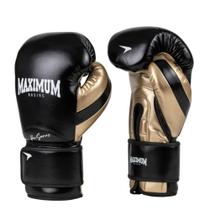 Luva Boxe Muay Thai Profissional Cor PRO Preto e Dourado Maximum Pro Séries Cor:Preta+DouradoTamanho:14OZGenero:Unisse
