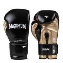 Luva Boxe Muay Thai Profissional Cor PRO Preto e Dourado Maximum Pro Séries