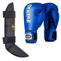 Luva Boxe Muay Thai Tradicional com Caneleira Free Style Fheras