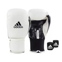 LUVA BOXE POWER 100 SMU 16oz BRANCO/PRETO + BANDAGEM 2,55M