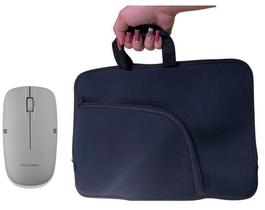 Luva Capa Case com Bolso para Notebook até 15,6" preto + Mouse sem fio cinza