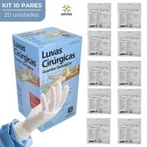 Luva cirurgica (estéril) com po descarpack - kit 10 pares