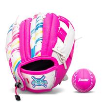 Luva de beisebol Franklin Sports Air Tech com bola - Tee Ball - Soft Air Tech Foam - Branco/Rosa