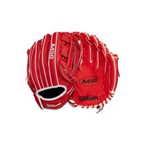 Luva de beisebol Wilson A450 Youth Infield de 11 polegadas vermelha/branca