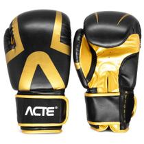 Luva de Boxe e Muay Thai Premium Preto e Dourado 14OZ P13-14 Acte Sports