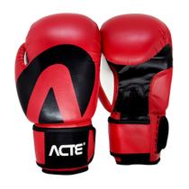 Luva De Boxe E Muay Thai Vermelho e Preto 16oz Acte Sports