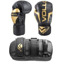 Luva de Boxe Muay Thai 10Oz Par+Aparador de Chute Luta Vollo