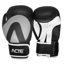 Luva de Boxe Muay Thai Acte Preta/Cinza 14 OZ PVC