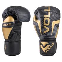 Luva de Boxe Muay Thai Kickboxing Training 12oz Preta, Cinza e Dourada Vollo