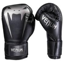 Luva de boxe muay thai venum giant full logo pro black silver