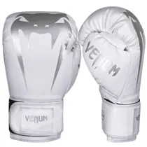 Luva de boxe muay thai venum giant full logo pro white silver