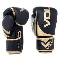Luva de Boxe/Muay Thai Vollo Preta/Dourada 14 Oz Lançamento