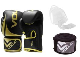 Luva De Boxe/Muay Thai Vollo+Protetor Bucalc/Estojo+Bandagem