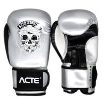 Luva de Boxe Premium Prata/Preta 14 OZ PU P14-14 - Acte Sports