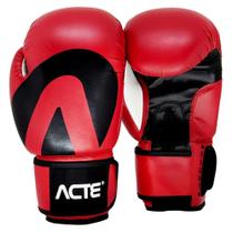 Luva de Boxe Preta/Vermelha 12 OZ PVC P11-12 - Acte Sports