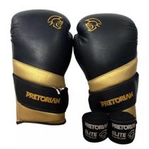 Luva de boxe pretorian elite kit muay thai com bandagem par