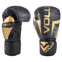 Luva de Boxe Vollo Muay Thai Kickboxing Training 12oz Preta, Cinza e Dourada