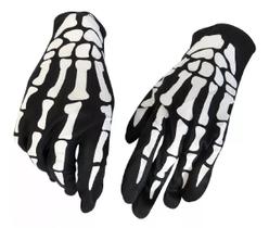 Luva de Esqueleto Caveira Adulto Halloween Festas Fantasias