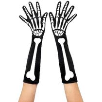Luva De Esqueleto Comprida Halloween 1 Par - Cromus