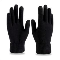 Luva de Frio Básica Unissex Adulto Inverno Preta Par Masculino Feminino Lã Mãos Touch Screen