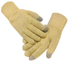 Luva de Frio Bege Par Lã Touch Screen Celular Esquenta Inverno Luvas Moto