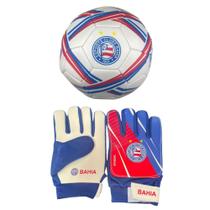 Luva De Goleiro Bahia Infantil DRB + Bola Campo Branca Bahia