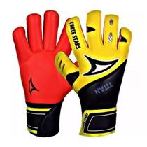 Luva De Goleiro Futebol Camp Three Stars Titan Amarelo/Verme