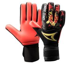 Luva de goleiro profissional three stars kick vermelha Luva de goleiro profissional three stars kick vermelha