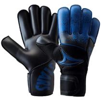 Luva de Goleiro Three Stars Fox Campo Profissional Rollfinger Azul+Preto