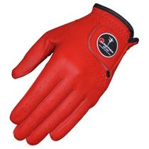 Luva de golfe masculina OptiColor em couro premium vermelha para a mão esquerda Luva de golfe masculina OptiColor em couro premium vermelha para a mão esquerda